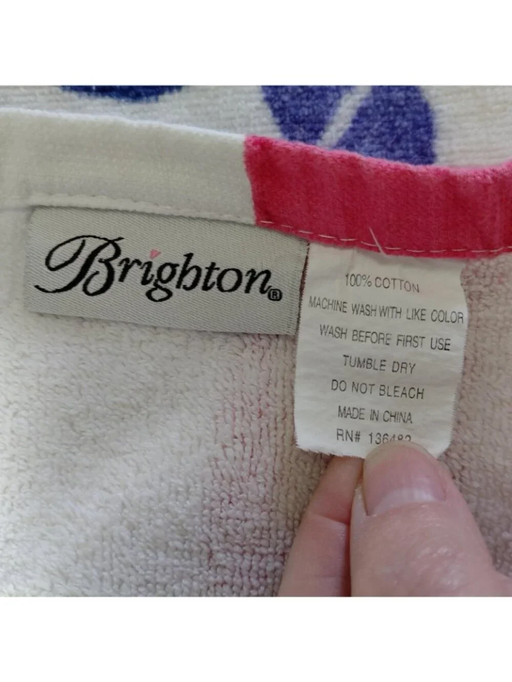 Brighton Beach Towel Anchor Nautical Polka Dot Print Cotton Red Blue 62.5x35